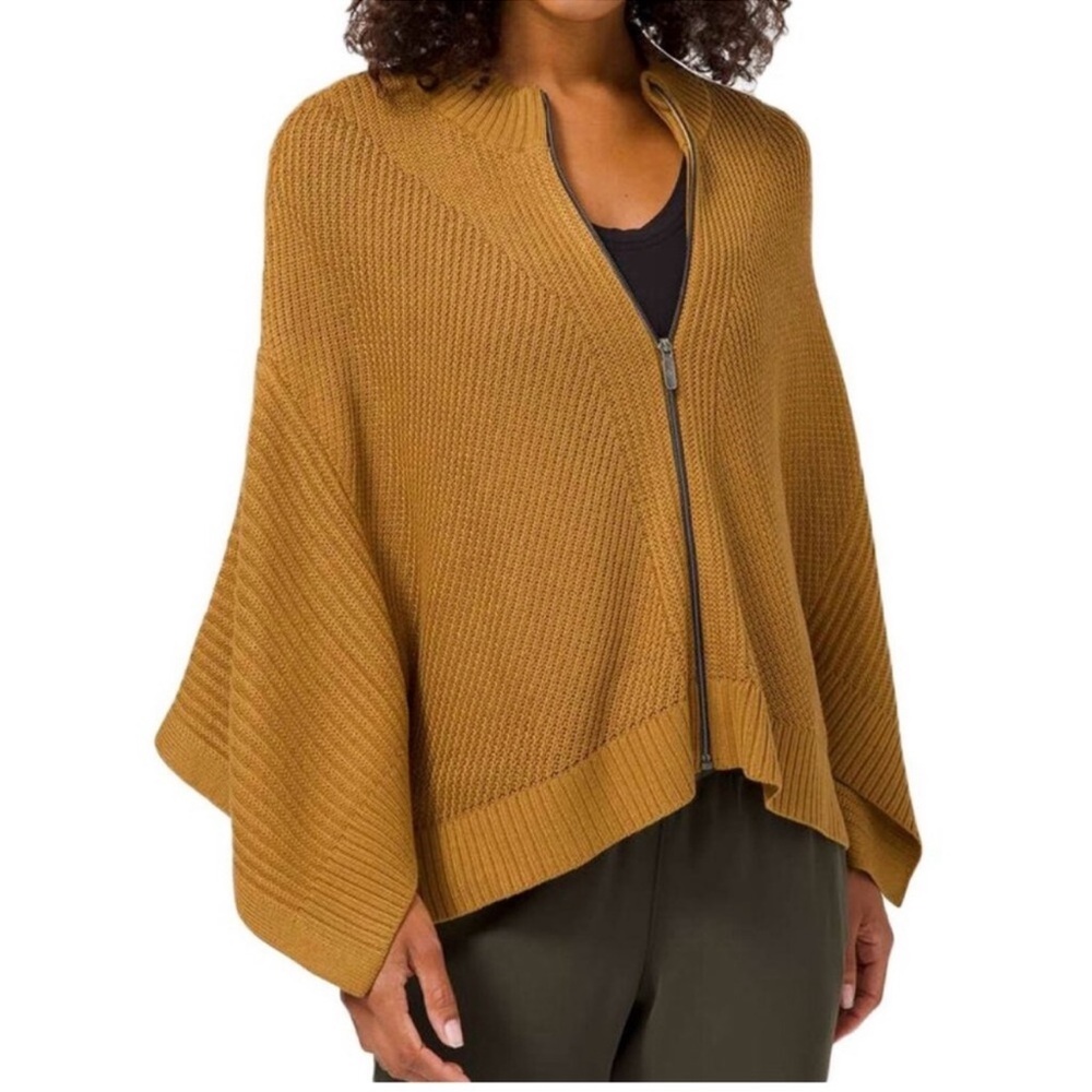 Lululemon Athletica Mustard Zip-Up Sweater Cape